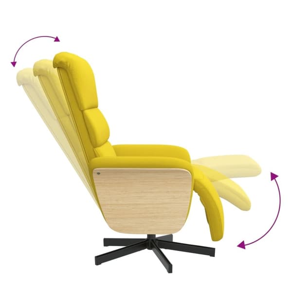 vidaXL Reclinerfåtölj med fotstöd ljusgul tyg