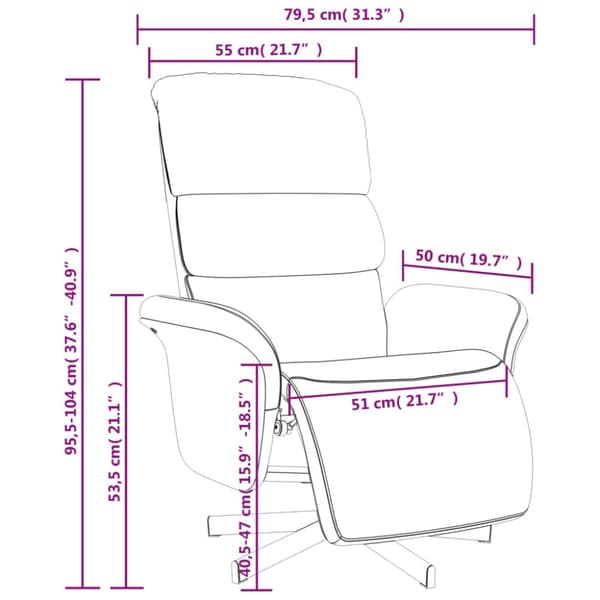 vidaXL Reclinerfåtölj med fotstöd ljusgul tyg