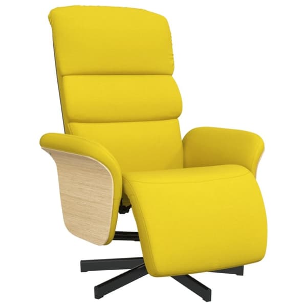 vidaXL Reclinerfåtölj med fotstöd ljusgul tyg