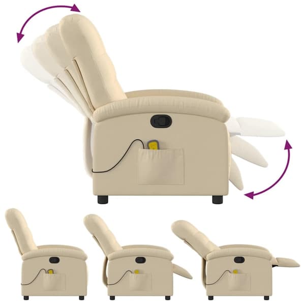 vidaXL Massagefåtölj gräddvit tyg