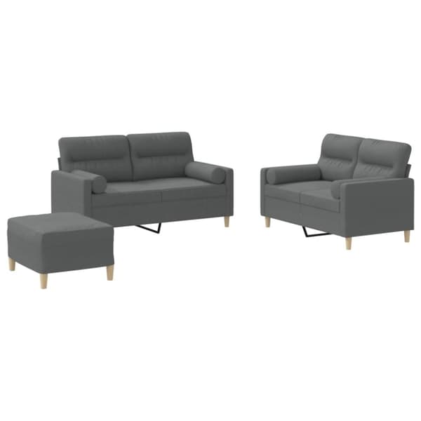 vidaXL sofasæt 3 dele med puder stof mørkegrå