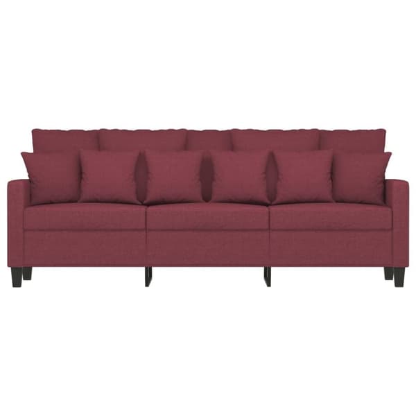 vidaXL 3-sitssoffa vinröd 180 cm tyg