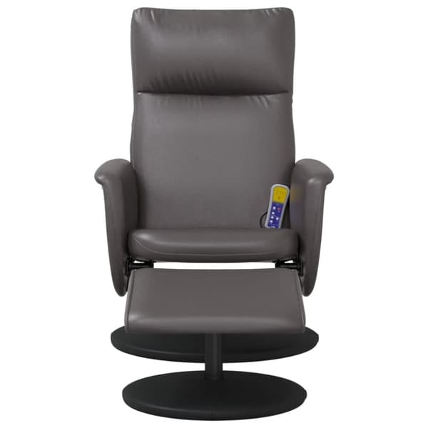 vidaXL Massagefåtölj med fotpall grå konstläder