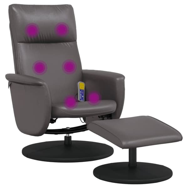vidaXL Massagefåtölj med fotpall grå konstläder