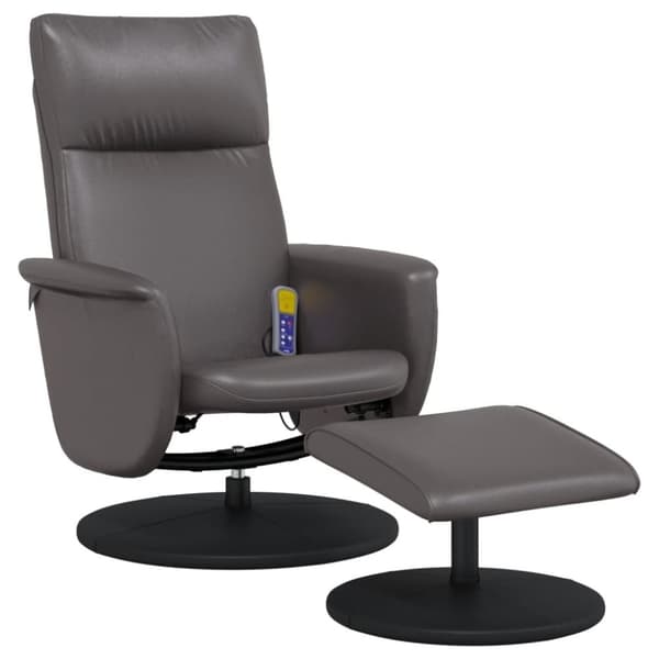 vidaXL Massagefåtölj med fotpall grå konstläder