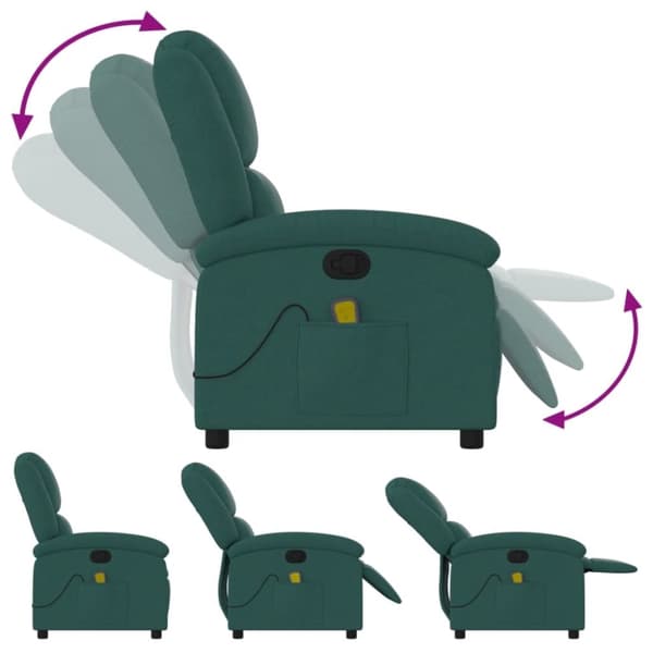 vidaXL Massagefåtölj mörkgrön tyg