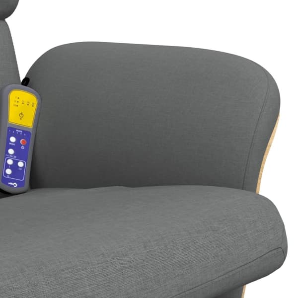 vidaXL Massagefåtölj med fotpall mörkgrå tyg