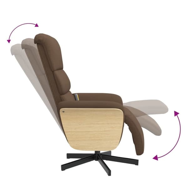 vidaXL Massagefåtölj med fotstöd brun tyg