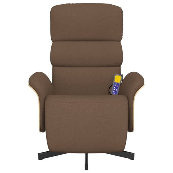 vidaXL Massagefåtölj med fotstöd brun tyg