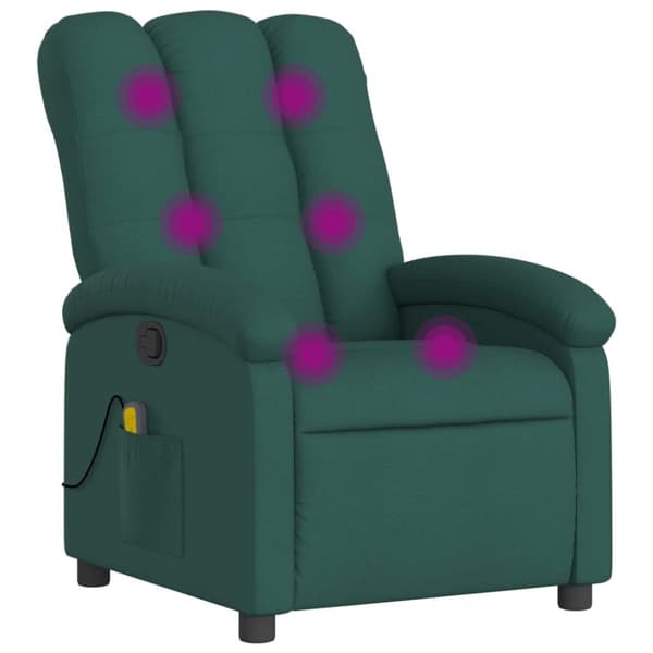 vidaXL Massagefåtölj mörkgrön tyg