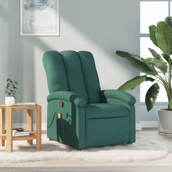 vidaXL Massagefåtölj mörkgrön tyg