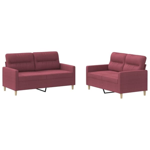 vidaXL sofasæt 2 dele med hynder stof vinrød