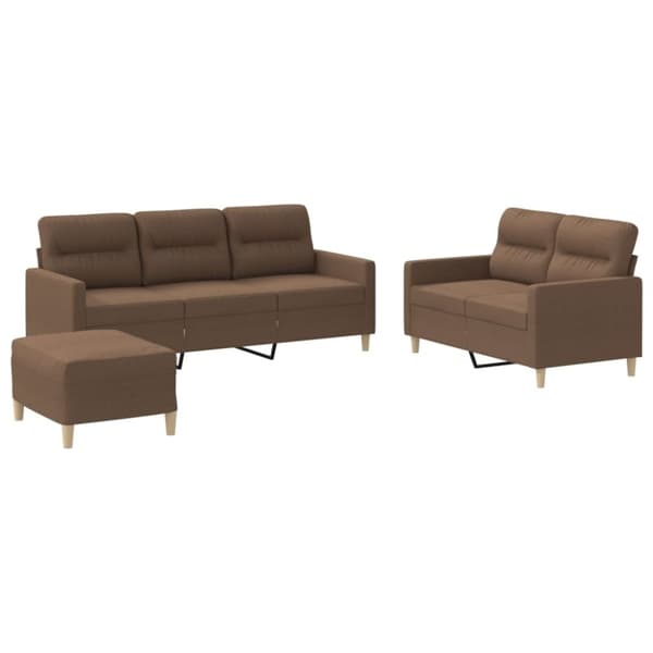 vidaXL sofasæt 3 dele med hynder stof brun