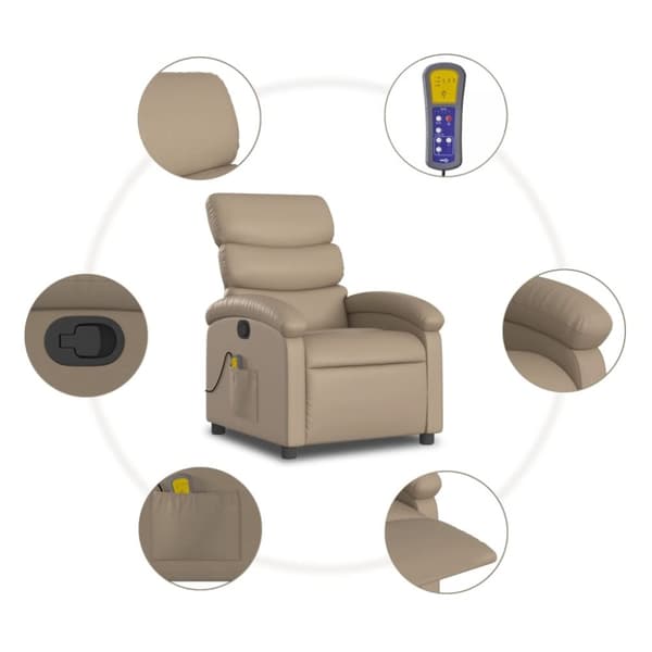 vidaXL Massagefåtölj cappuccino konstläder