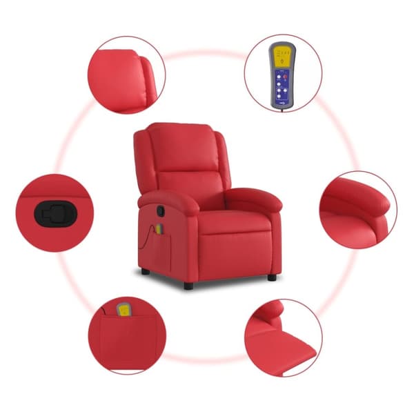 vidaXL Massagefåtölj röd konstläder