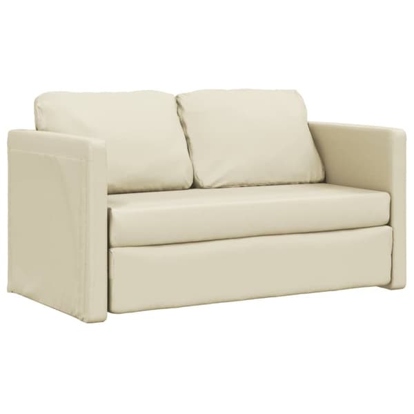 vidaXL Golvbäddsoffa 2-i-1 gräddvit 112x174x55 cm konstläder