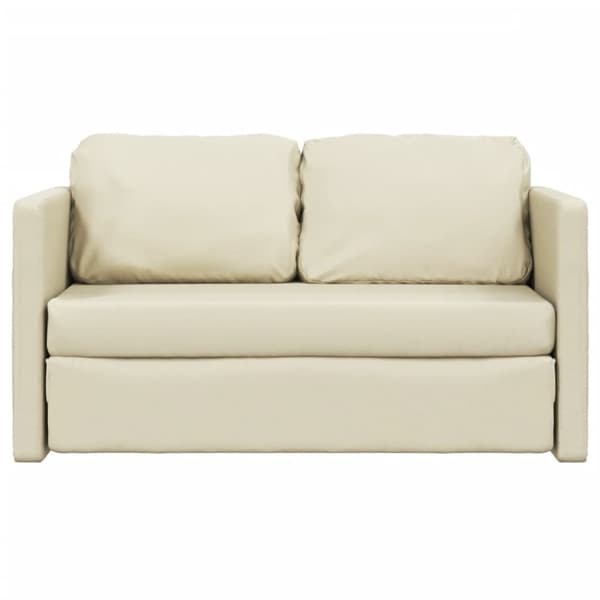vidaXL Golvbäddsoffa 2-i-1 gräddvit 112x174x55 cm konstläder