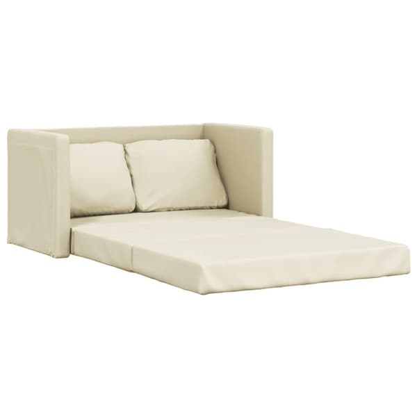 vidaXL Golvbäddsoffa 2-i-1 gräddvit 112x174x55 cm konstläder