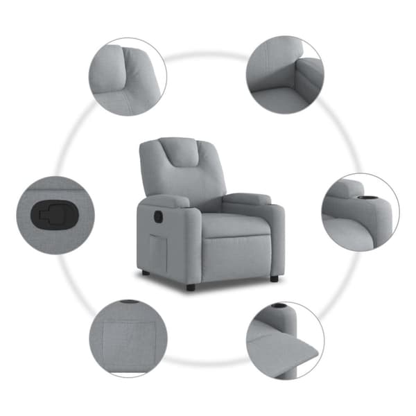 vidaXL Reclinerfåtölj ljusgrå tyg