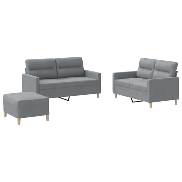vidaXL sofasæt 3 dele med hynder stof lysegrå