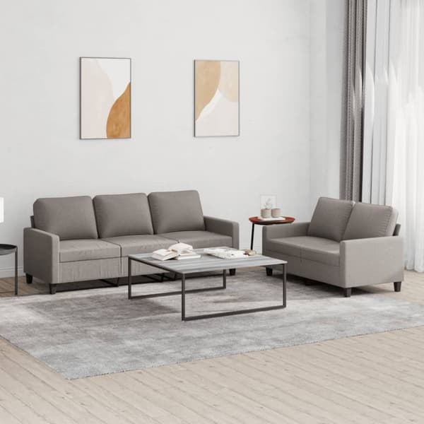 vidaXL sofasæt 2 dele med hynder stof gråbrun
