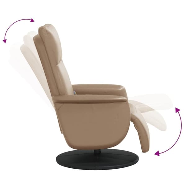 vidaXL Massagefåtölj med fotstöd cappuccino konstläder
