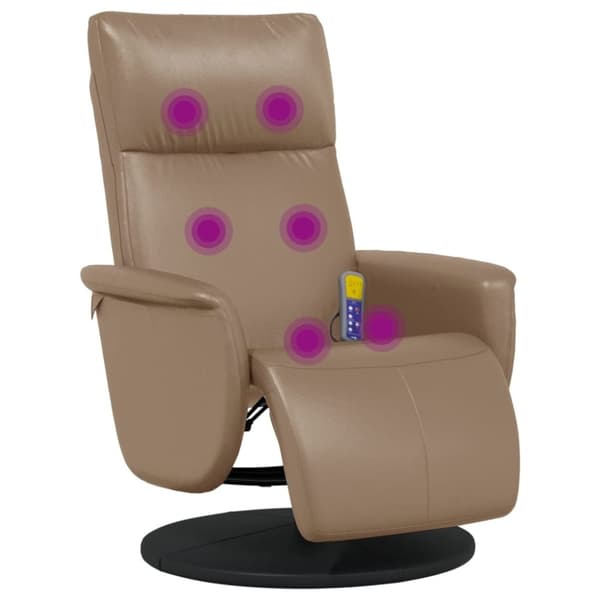 vidaXL Massagefåtölj med fotstöd cappuccino konstläder