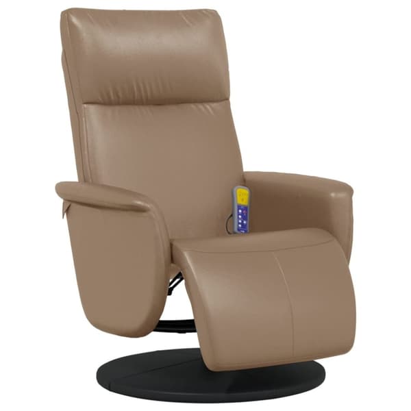 vidaXL Massagefåtölj med fotstöd cappuccino konstläder