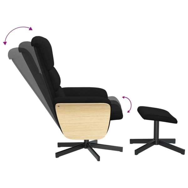 vidaXL Reclinerfåtölj med fotpall svart tyg