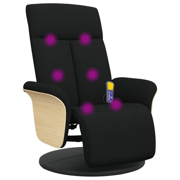 vidaXL Massagefåtölj med fotstöd svart tyg