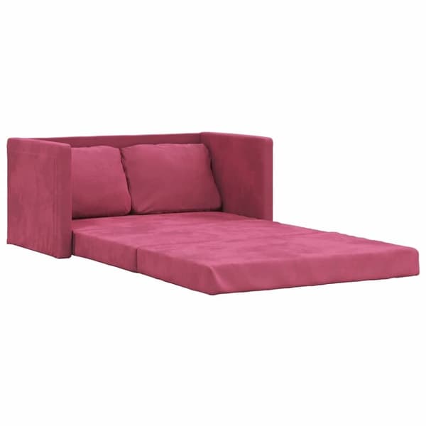 vidaXL 2-i-1 sovesofa 122x204x55 cm velour vinrød