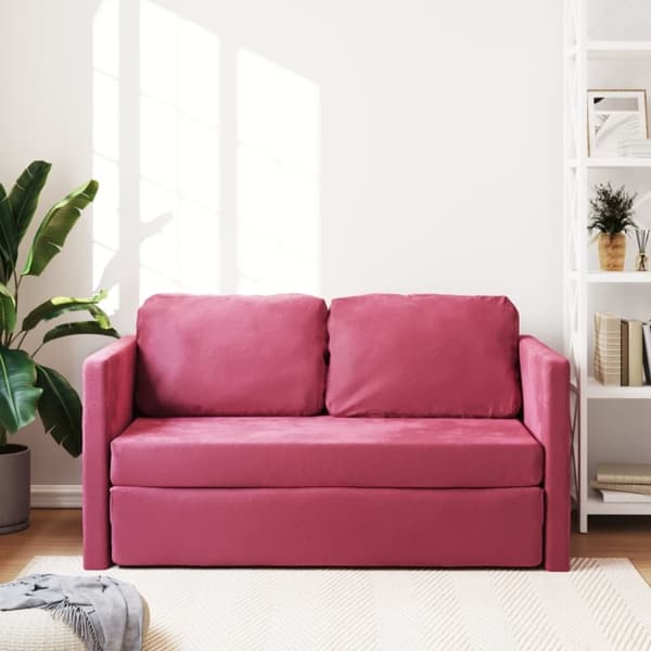 vidaXL 2-i-1 sovesofa 122x204x55 cm velour vinrød