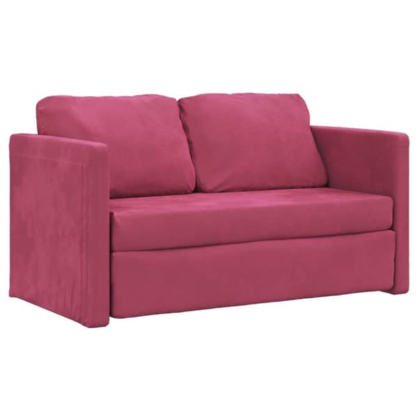 vidaXL 2-i-1 sovesofa 122x204x55 cm velour vinrød