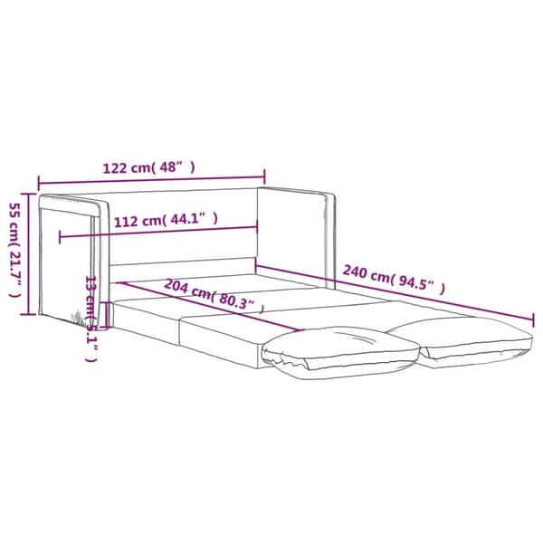 vidaXL 2-i-1 sovesofa 122x204x55 cm velour vinrød