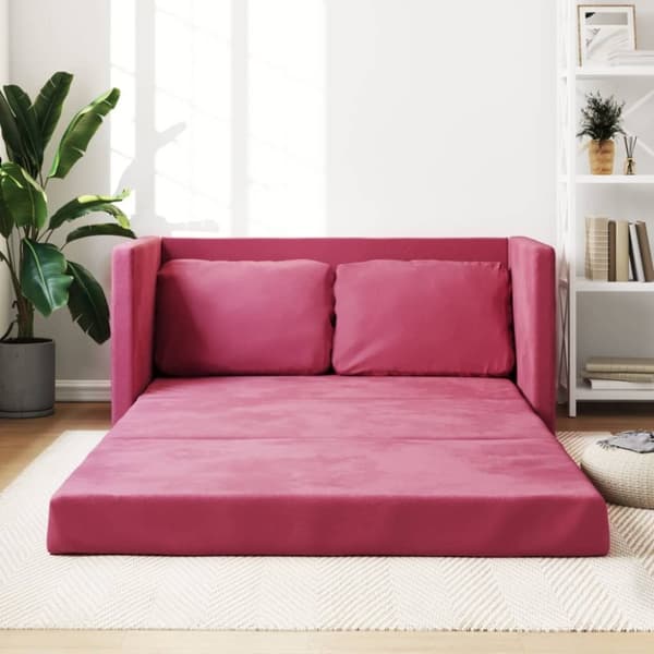 vidaXL 2-i-1 sovesofa 122x204x55 cm velour vinrød