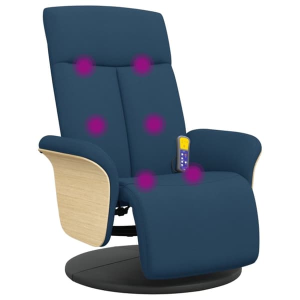 vidaXL massagestol med fodstøtte stof blå