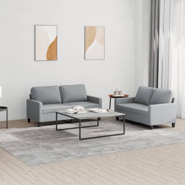 vidaXL sofasæt 2 dele med hynder stof lysegrå