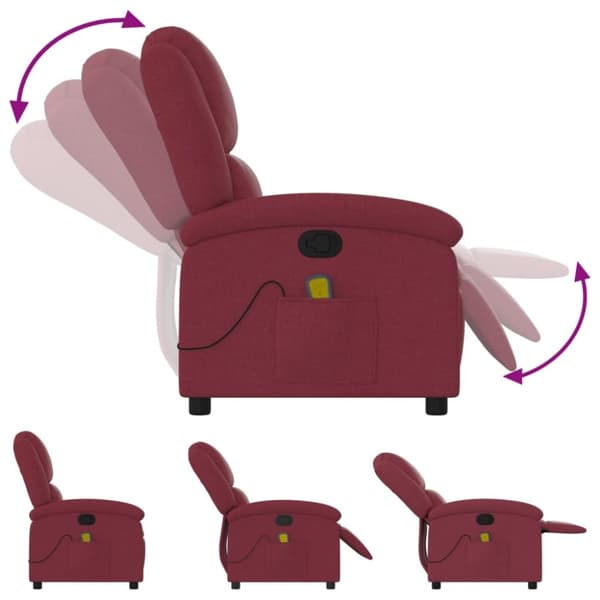 vidaXL Massagefåtölj vinröd tyg