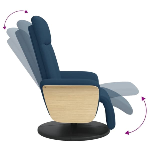 vidaXL Reclinerfåtölj med fotstöd blå tyg