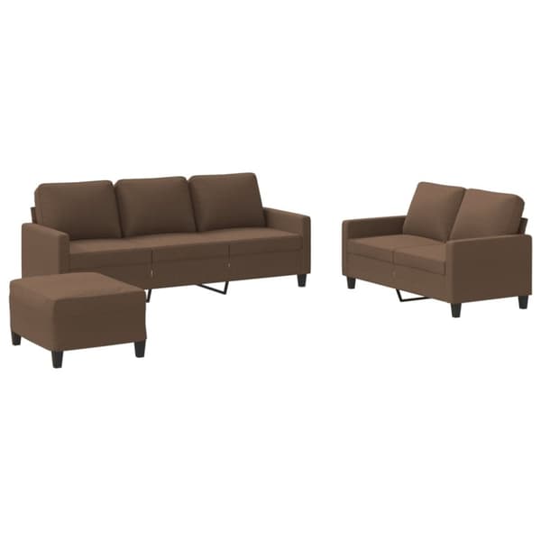 vidaXL sofasæt 3 dele med hynder stof brun