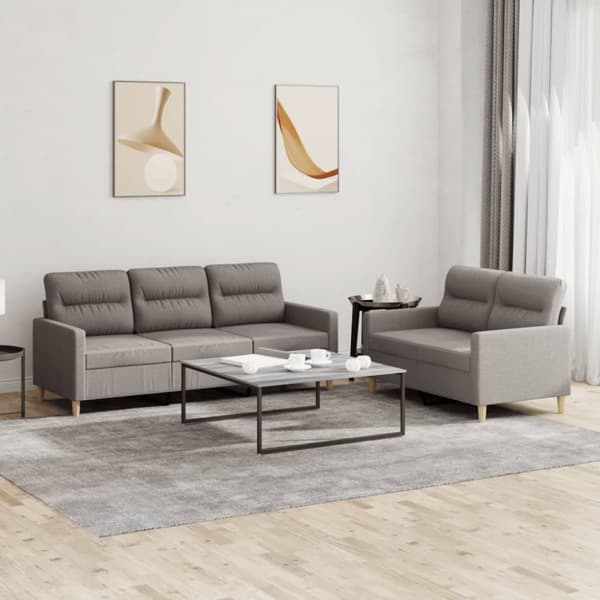 vidaXL sofasæt 2 dele med hynder stof gråbrun