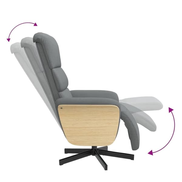 vidaXL Reclinerfåtölj med fotstöd ljusgrå tyg