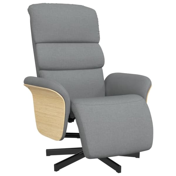 vidaXL Reclinerfåtölj med fotstöd ljusgrå tyg
