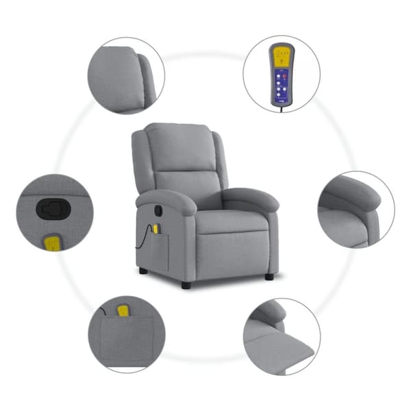 vidaXL massagestol stof lysegrå