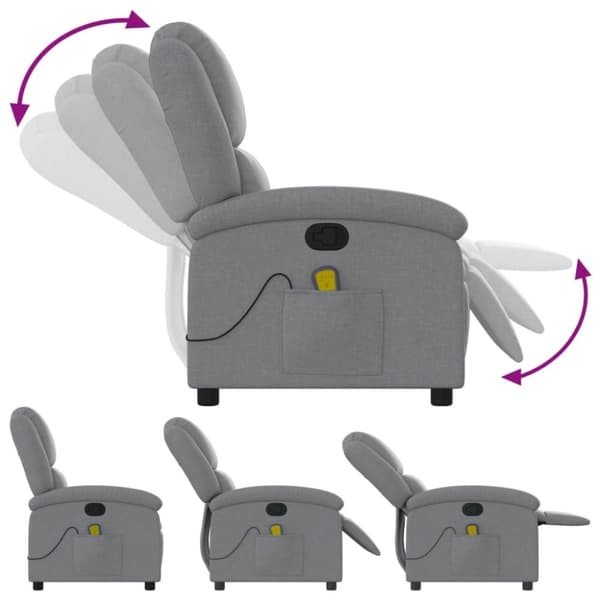 vidaXL Massagefåtölj ljusgrå tyg