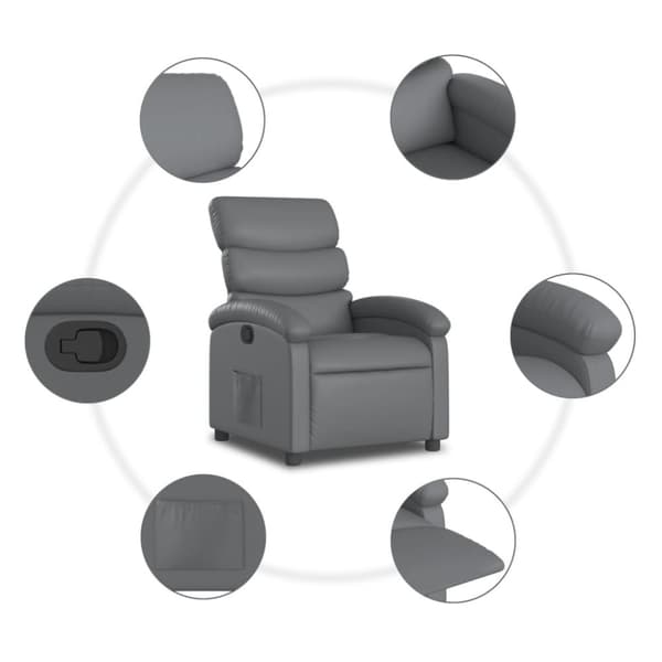 vidaXL Reclinerfåtölj grå konstläder