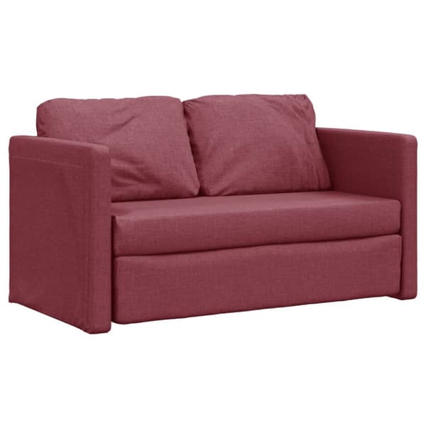 vidaXL Golvbäddsoffa 2-i-1 vinröd 112x174x55 cm tyg