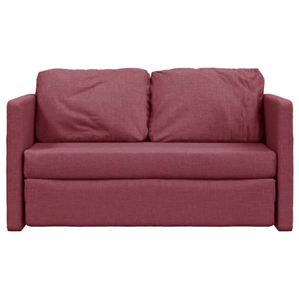 vidaXL Golvbäddsoffa 2-i-1 vinröd 112x174x55 cm tyg