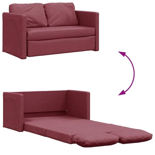 vidaXL Golvbäddsoffa 2-i-1 vinröd 112x174x55 cm tyg