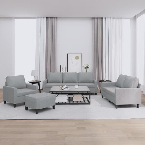 vidaXL sofasæt 4 dele med hynder stof lysegrå